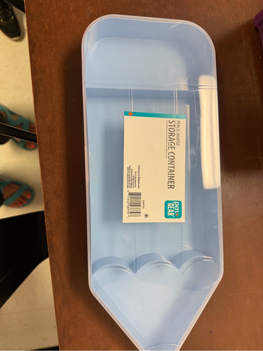 Light Blue Pencil-Shaped Storage Container
